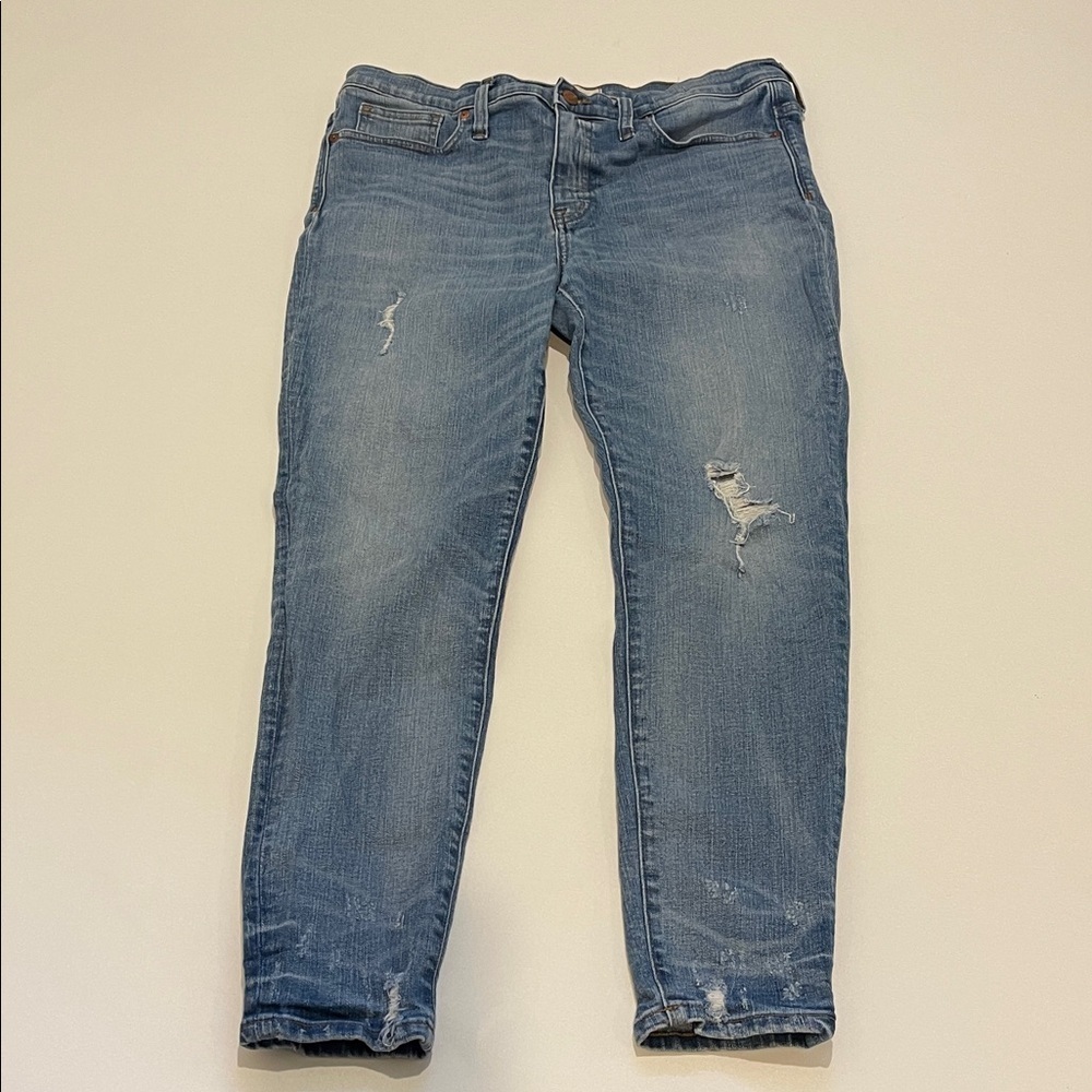 Madewell 9” High-Rise Skinny Light Blue Distressed Jeans